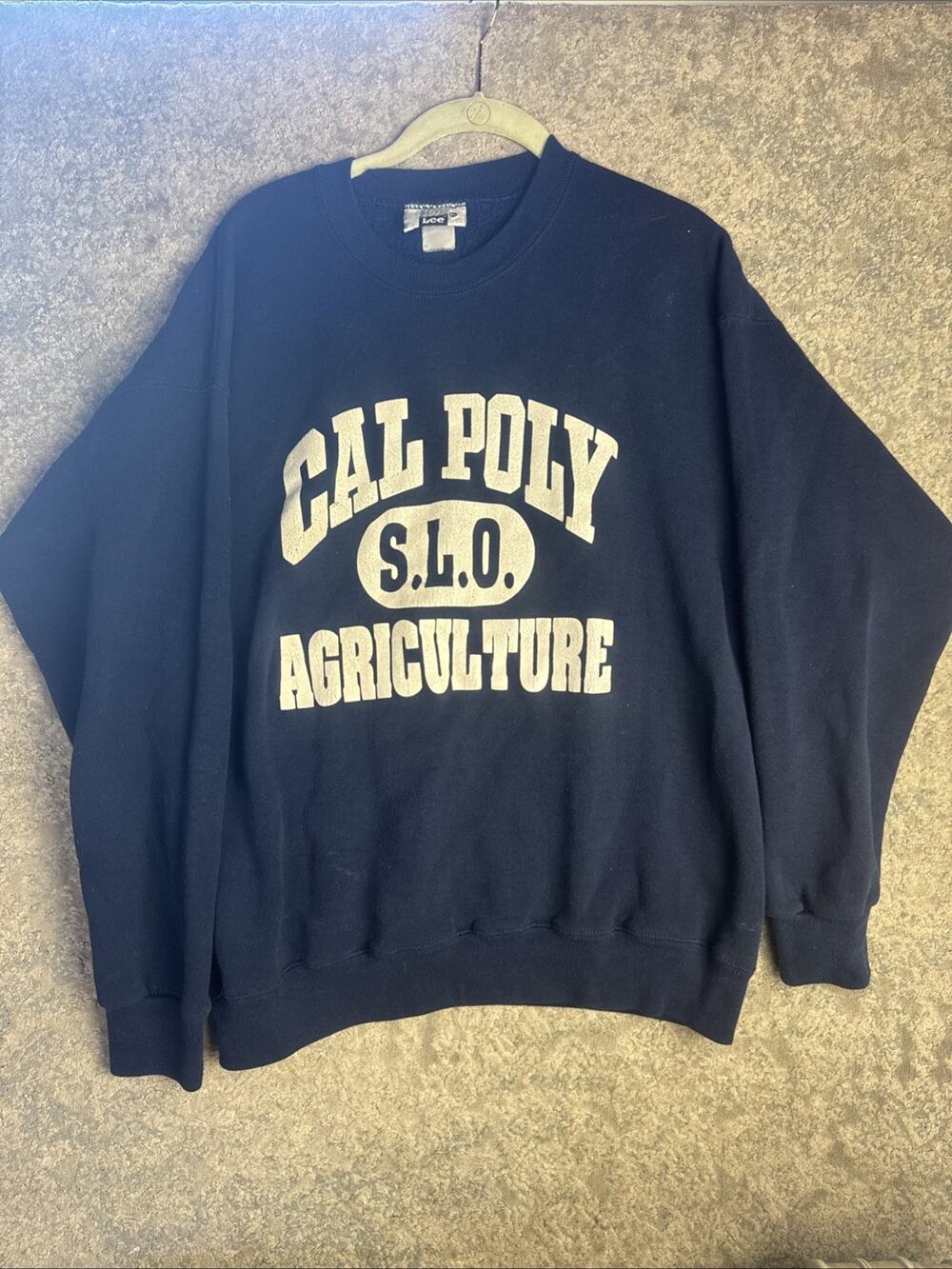 Vintage Cal Poly SLO Agriculture Sweatshirt Lee Crewneck Navy Blue 90s